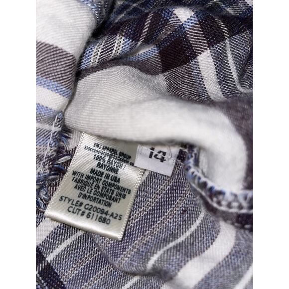 Bella Dahl girl sz. 14 plaid collar button down. Cute, soft - Picture 2 of 9